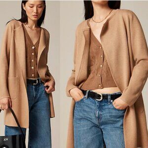 J Crew $198 Shawl Collar Sweater Blazer Coat In Heather Khaki - Size XL